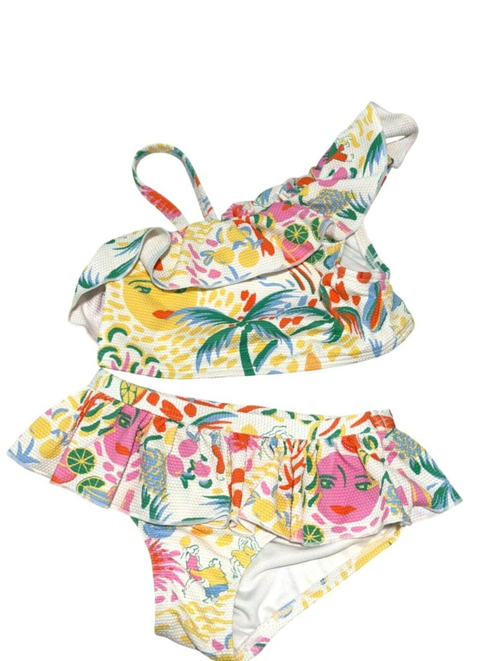 New Roller Rabbit Girls 3T Floral Ruffle Bikini Set Multicolor Swimwear